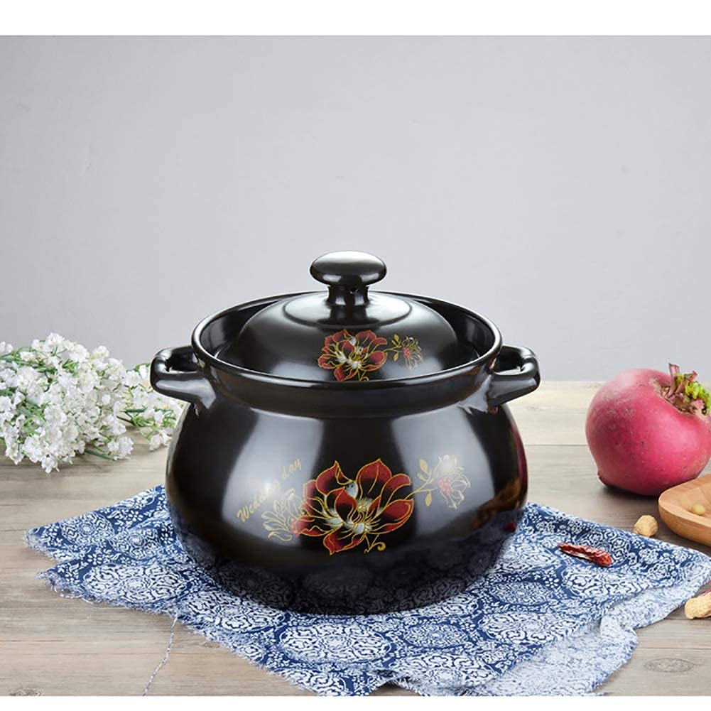 黒と白の土鍋 中型 ツイスト取っ手付き 口付黒鍋 （土楽窯） | 鍋