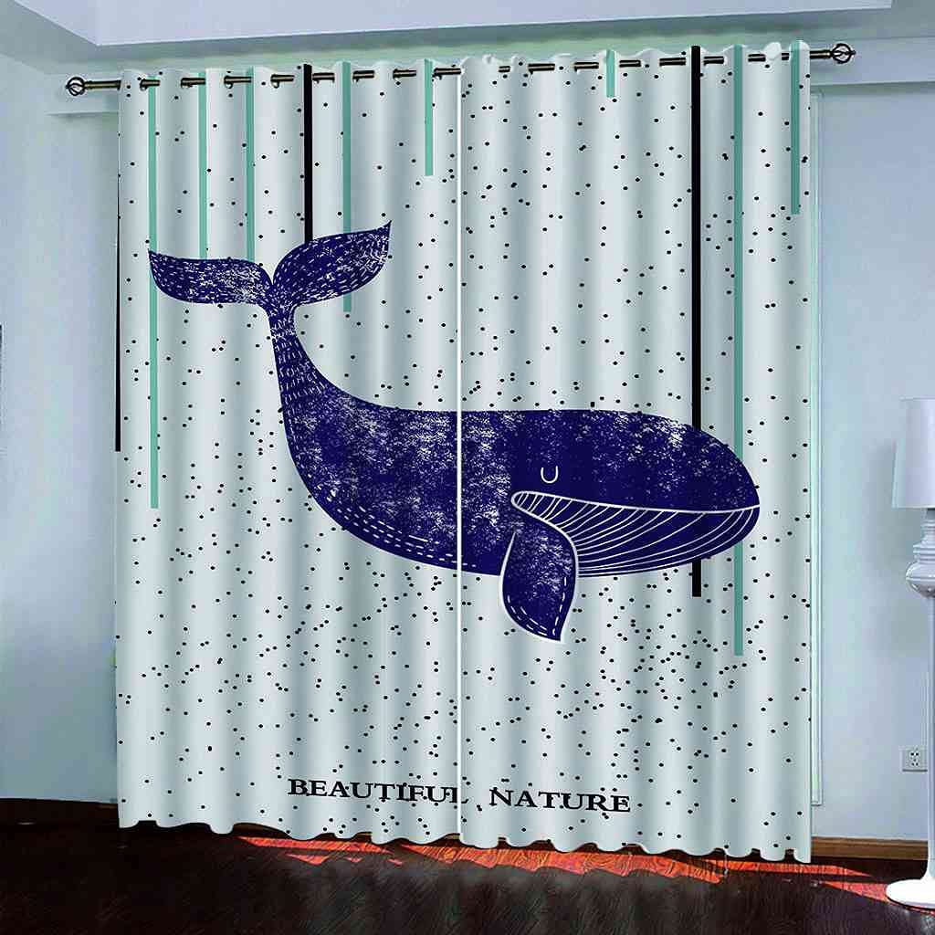 Rideaux occultants enfant baleine 3D pour créer un cocon de douceur dans leur chambre