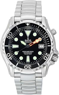 RATIO FreeDiver Dive Watch Sapphire Crystal Stainless Steel Automatic Diver Watch 1000M Water Resistant Diving Watch for Men
