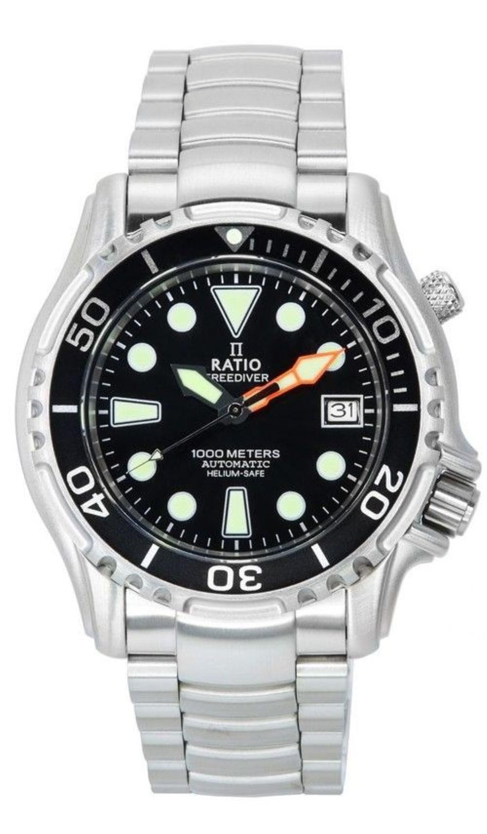 RATIO FreeDiver zegarek nurkowy, szafirowy kryształ, stal nierdzewna, japoński mechanizm automatyczny, zegarek nurkowy, 1000 m, wodoodporny zegarek do nurkowania dla mężczyzn