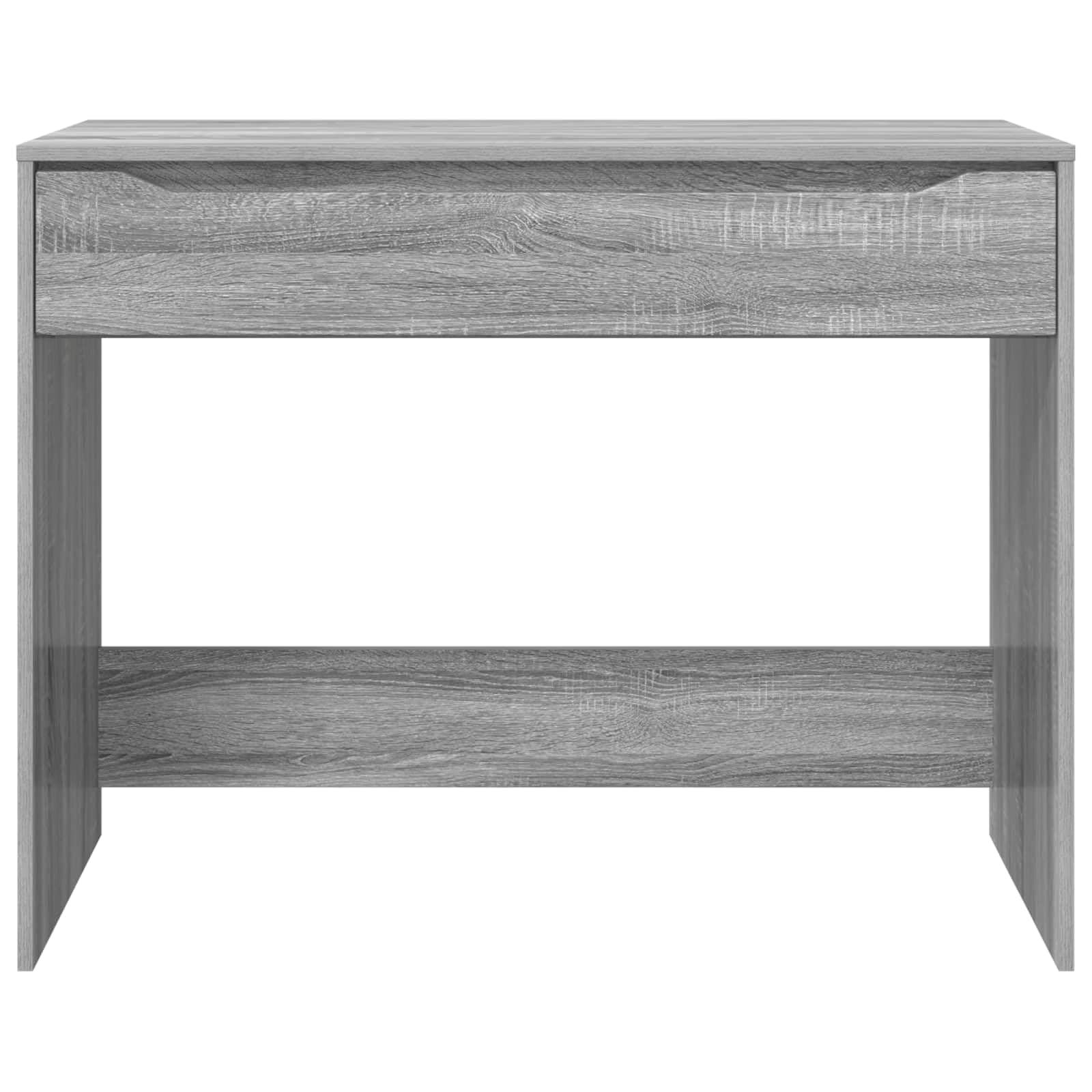 Scrivania grigio Sonoma, 100 x 50 x 78 cm, in legno con cassetto, per casa, ufficio, postazione di lavoro, organizzata, piano di lavoro, tastiera, laptop, monitor