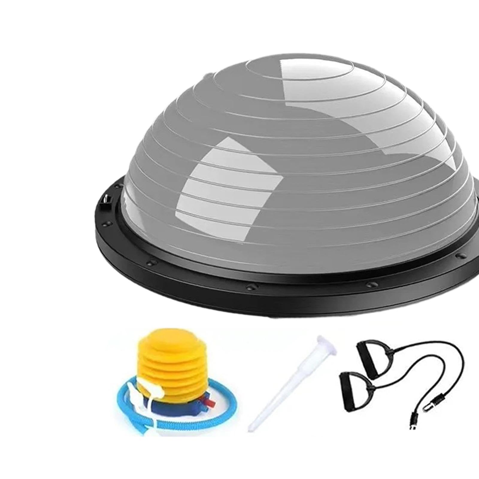 Palla da Equilibrio con Fasce di Resistenza E Pompa. Attrezzatura Semisferica per L'allenamento Dell'equilibrio, per Palestra in Casa, Grigio