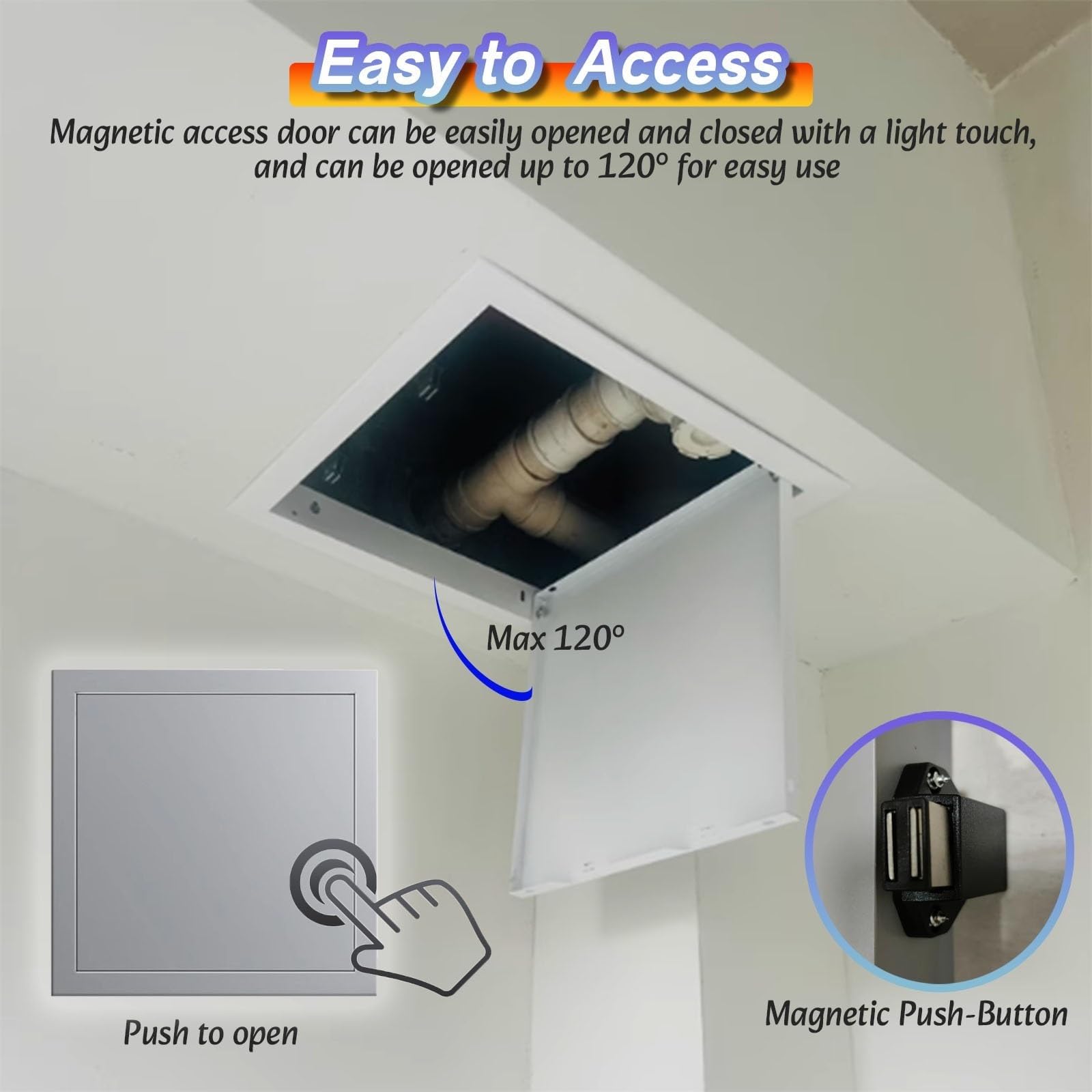 Panneau d'accès au plafond, trappe de service push-to-open en aluminium, couvercle de trou mural pour plomberie, électricité et ventilation