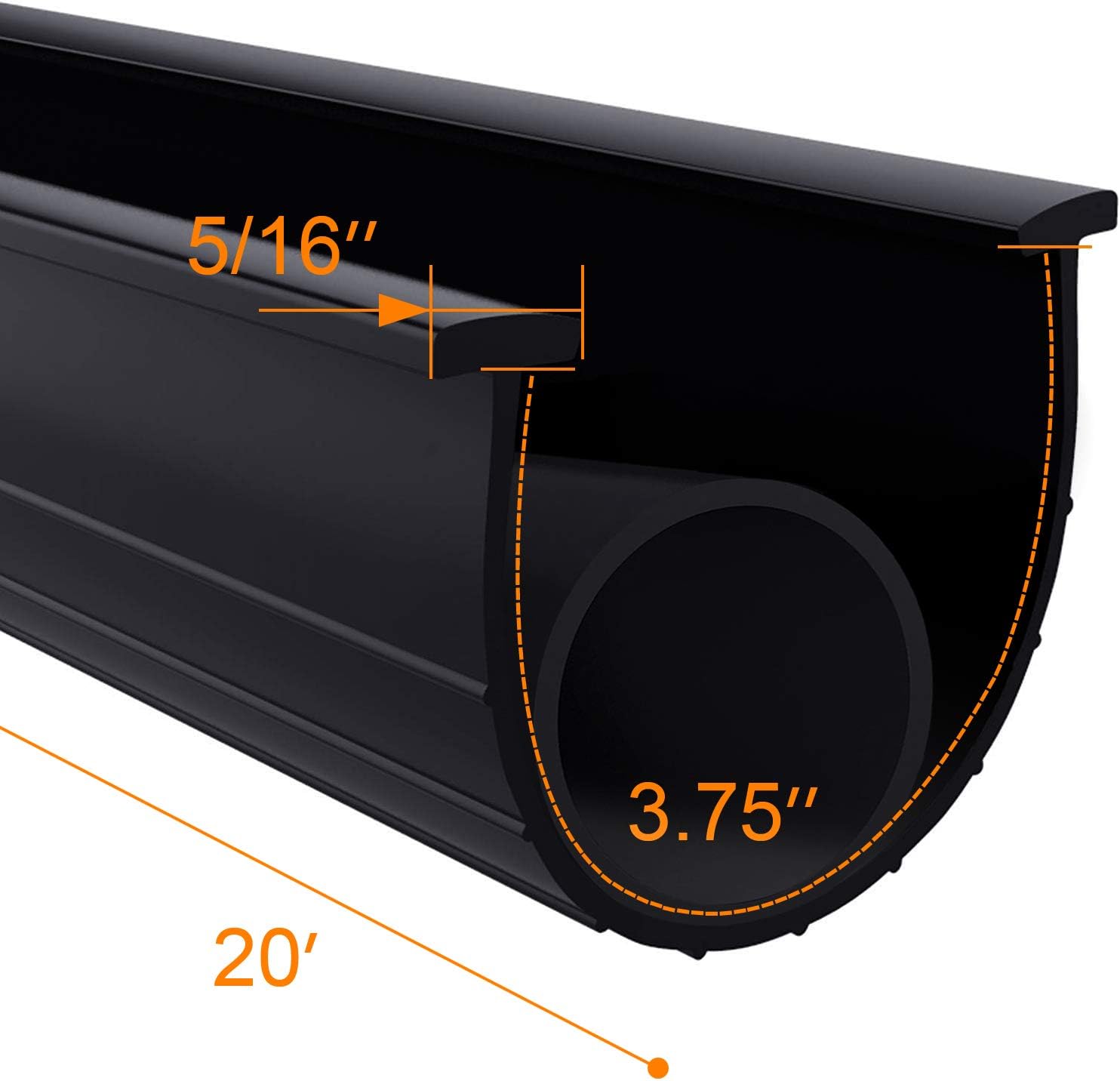 Eapele 20Ft Garage Door Seal Bottom Weather Stripping Replacement Kit, Durable EPDM Synthetic Rubber, 5/16” T-Ends, 4” Width