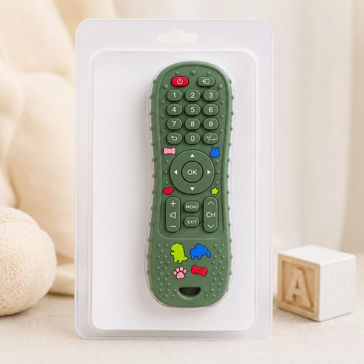 Baby Silicone Remote Control Teether | BPA Free Soft Teething Toy for Babies 3+ Months | Food Grade Silicone Chew Toy with Sensory Texture | Easy Grip Infant Teether (Green)-image-48