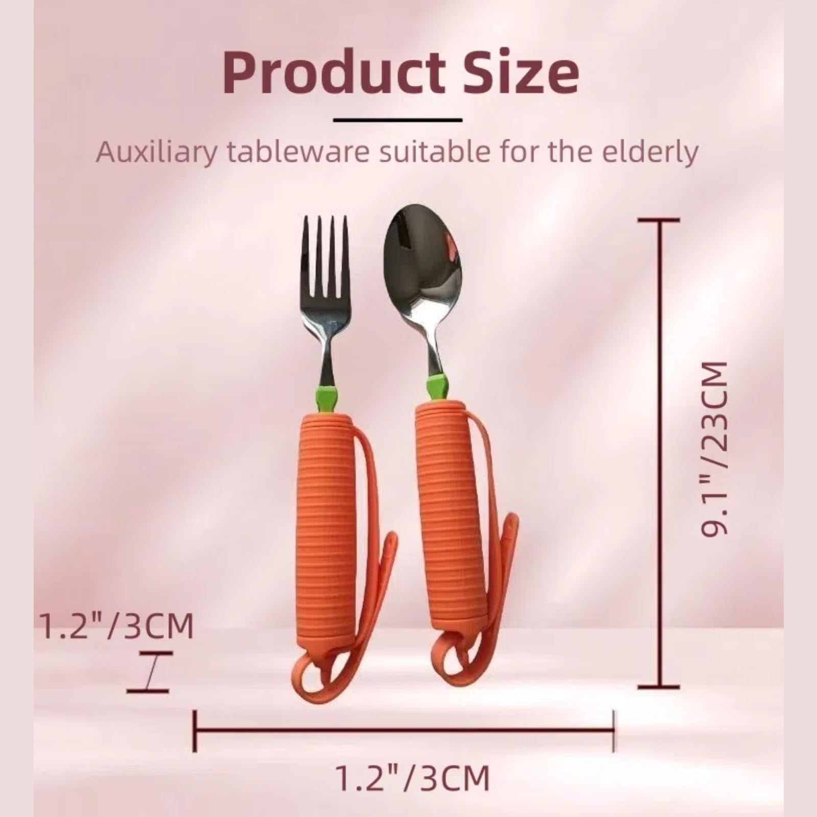 Juego de vajilla de comedor asistido, adecuado para ancianos, personas de Alzheimer o rehabilitación, tenedor, cuchara, cuenco. (naranja)