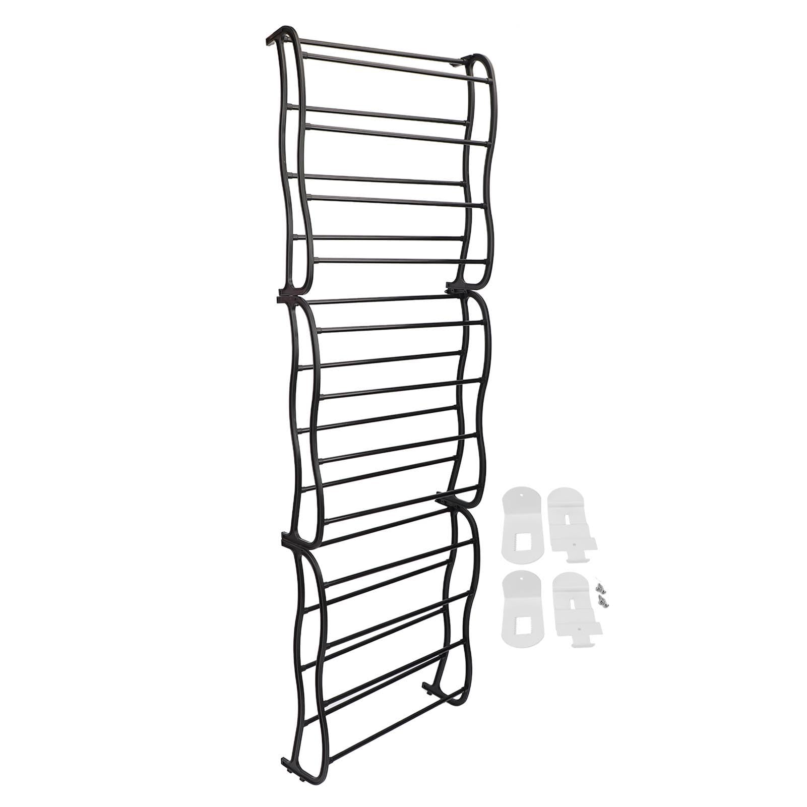 Zapatero de 12 niveles para colgar en la pared, organizador multifuncional para zapatos, color negro