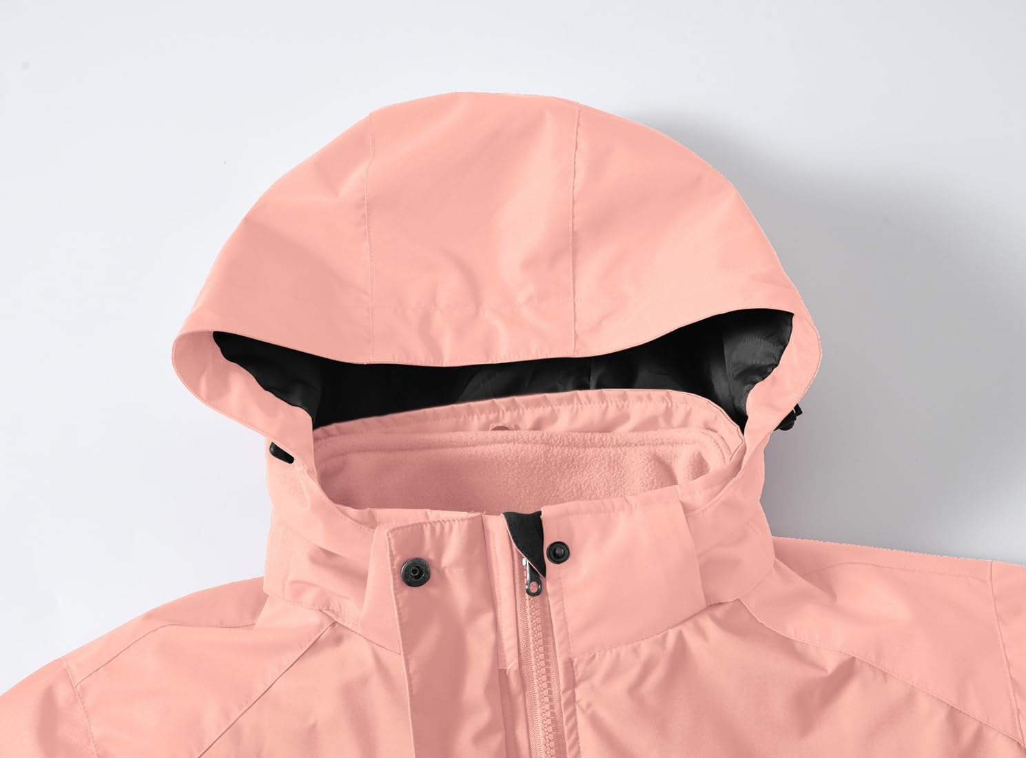 YSENTO Veste de ski 3 en 1 pour femme imperméable coupe-vent avec capuche amovible Rose L