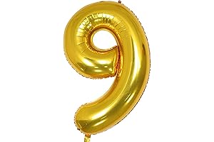 Tellpet 40-Inch Foil Gold Number '9' Birthday Balloon