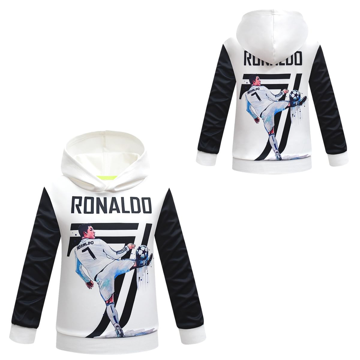 Sweat à capuche unisexe pour garçons N°7 Match de football 3D cool
