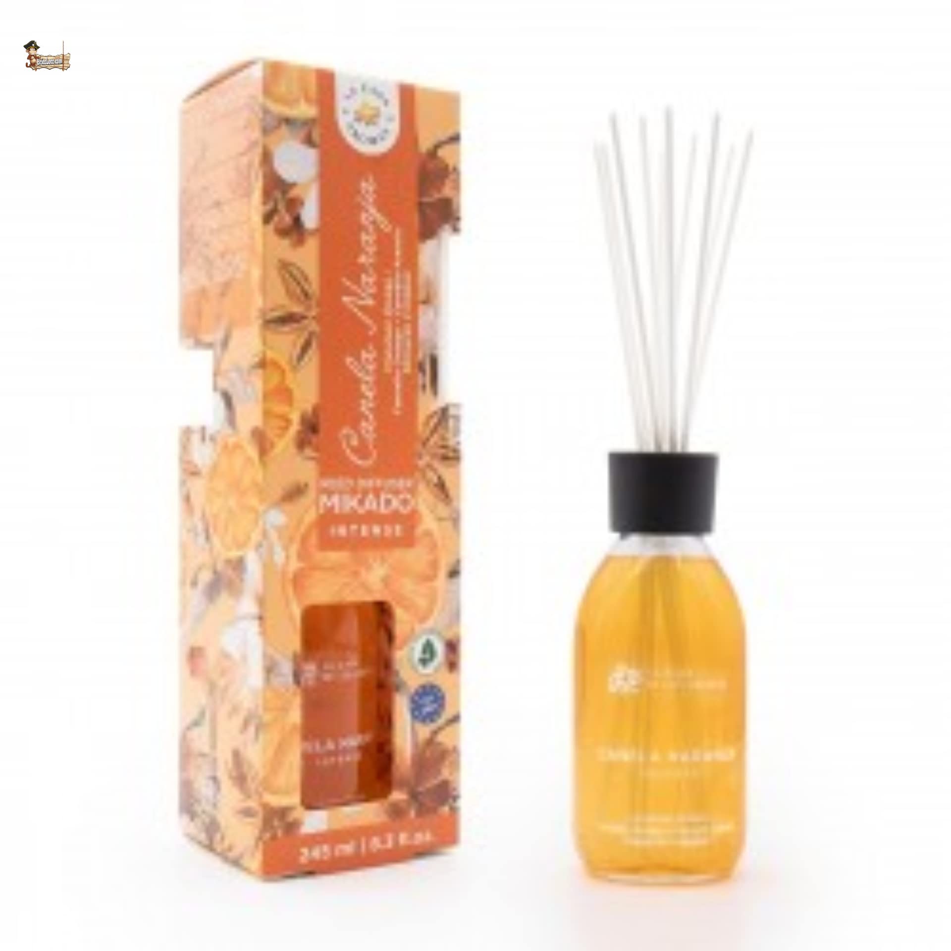 BricoLoco.com. Intensywny odświeżacz powietrza pomarańczowy i cynamonowy 245 ml. Bardziej wygodny i bezpieczny niż świece. Odświeżacz powietrza do domu, domu, pokoju. Mikado (6)