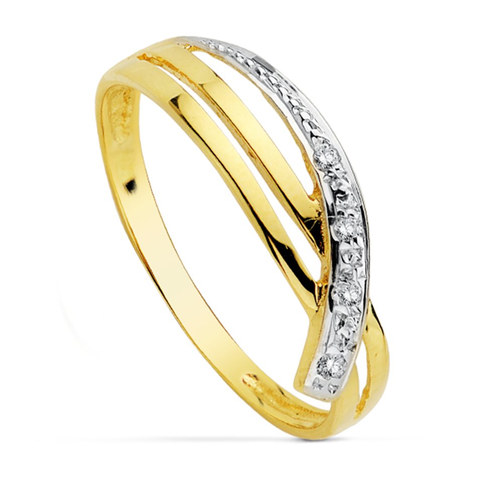 Alda Joyeros Sortija de Mujer Oro bicolor 18 kilates Anillo Joya Nairobi