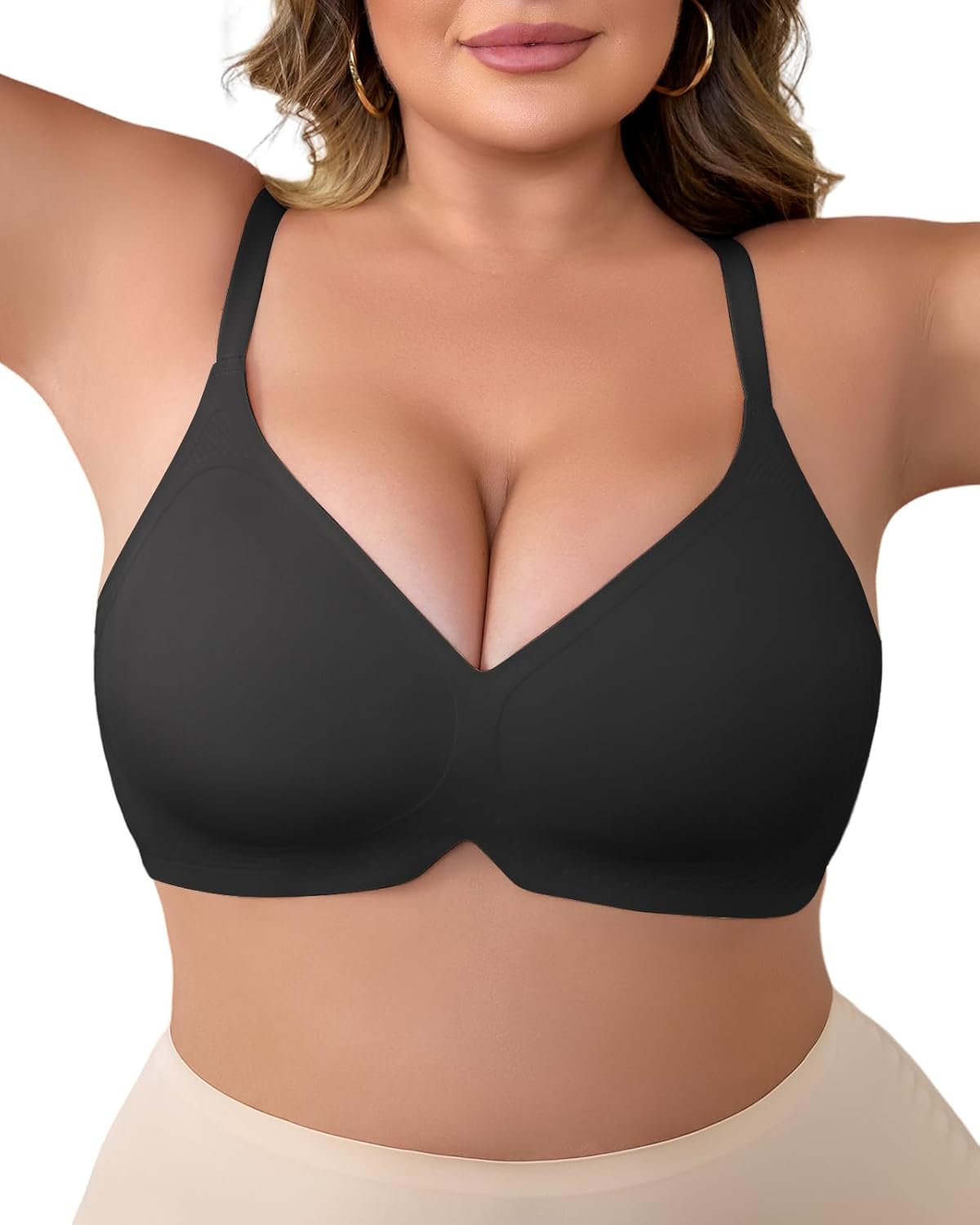 V-Neck Wireless Bras for Women Seamless Everyday Bras U-Back Design W-Shaped Jelly Support Barlette