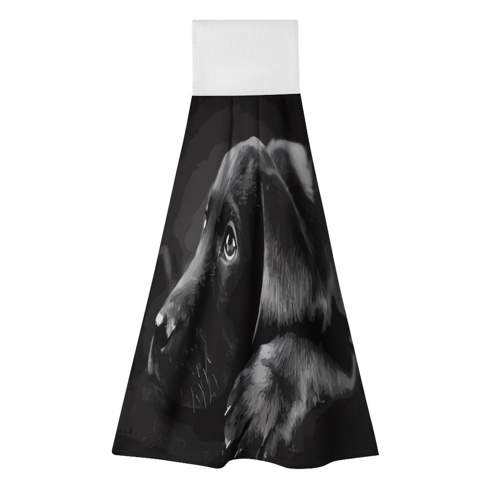LZQPOEAS Black Labrador Puppy Hand Towel Reusable Polyester Towel Quick Dry Microfiber Washcloths, Reusable Lint Free Cleaning Towels for Bathroom Kitchen Hotel Spa Home Daily Use