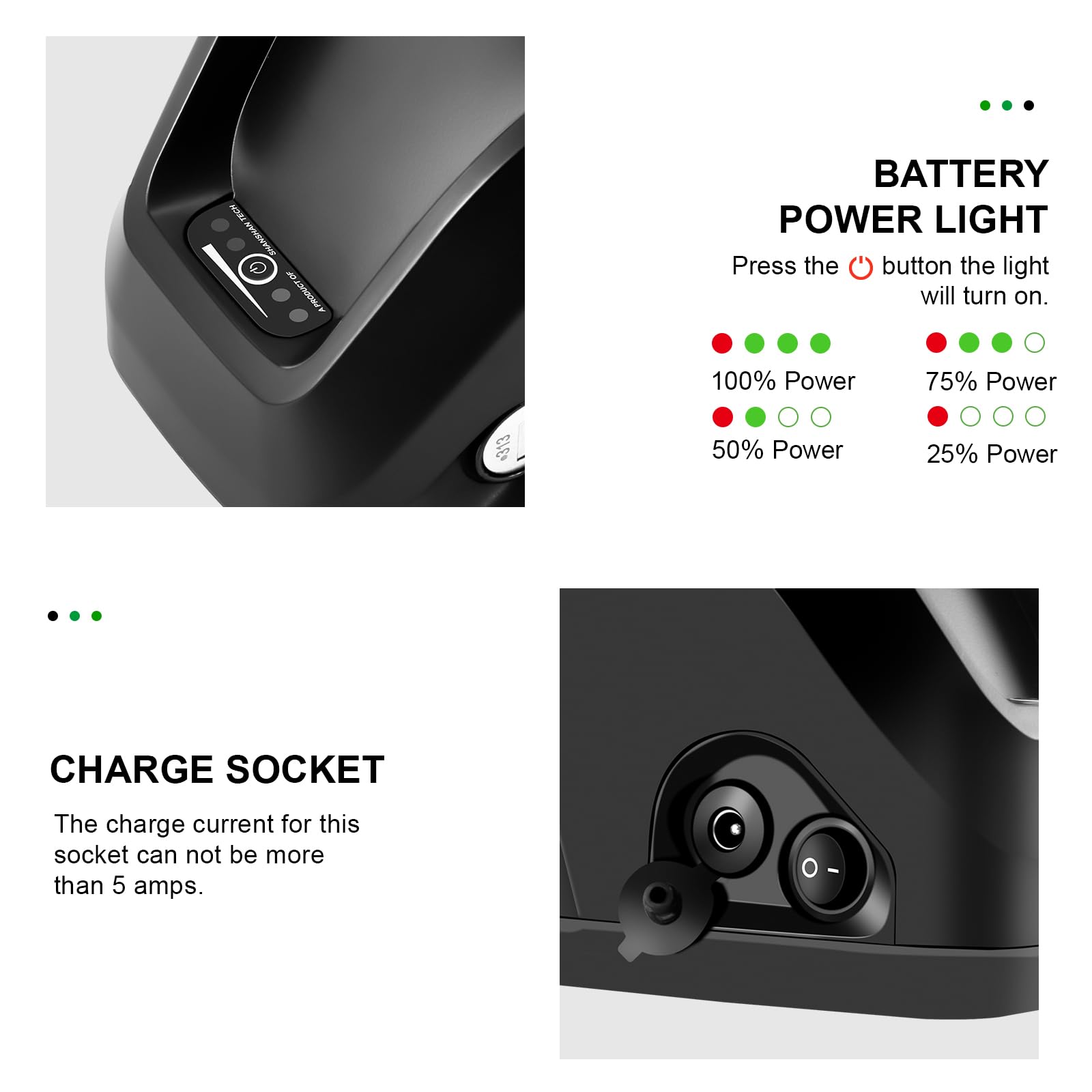 YOSE POWER Hailong - Batteria per bicicletta elettrica, 36 V, 18 Ah, 250 W/350 W/500 W/1000 W per Mifa Vaun Ebike