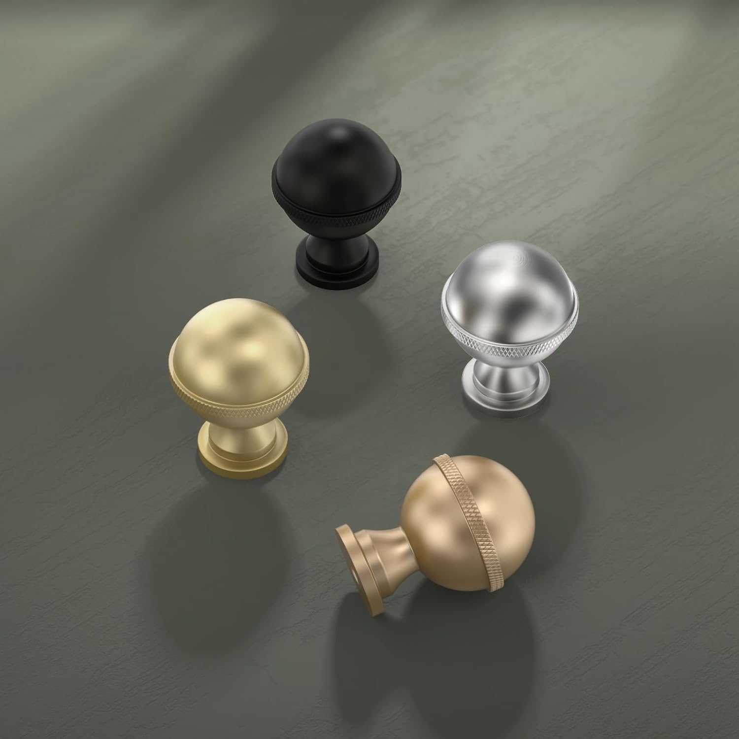 9BUILD 10 Pack 1.2 Inch Champagne Bronze Cabinet Knobs for Kitchen - Round Knobs for Cabinets and Drawers, Champagne Gold Dresser Knob Pulls