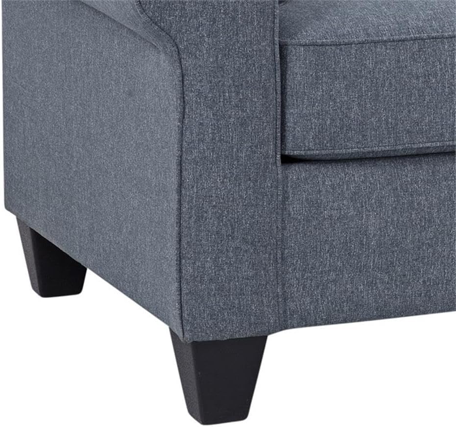 Blue Linen Rolled Arm Sofa with Removable Cushions