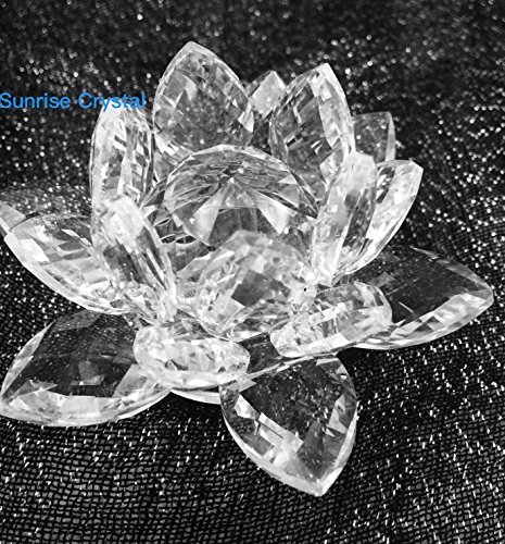 SunRise 3.5” Sparkle Crystal Lotus Flower Crystal (Clear), Set of 2