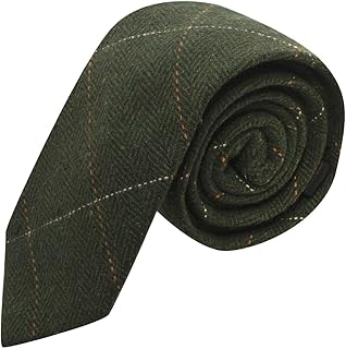 King & Priory Luxuriöse Tweed-Krawatte, Fischgrätenmuster, Waldgrün, grün, Einheitsgröße