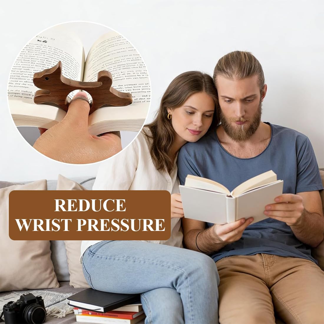Soporte de página de madera, marcador de libros, accesorios para libros, regalo para amantes de los libros