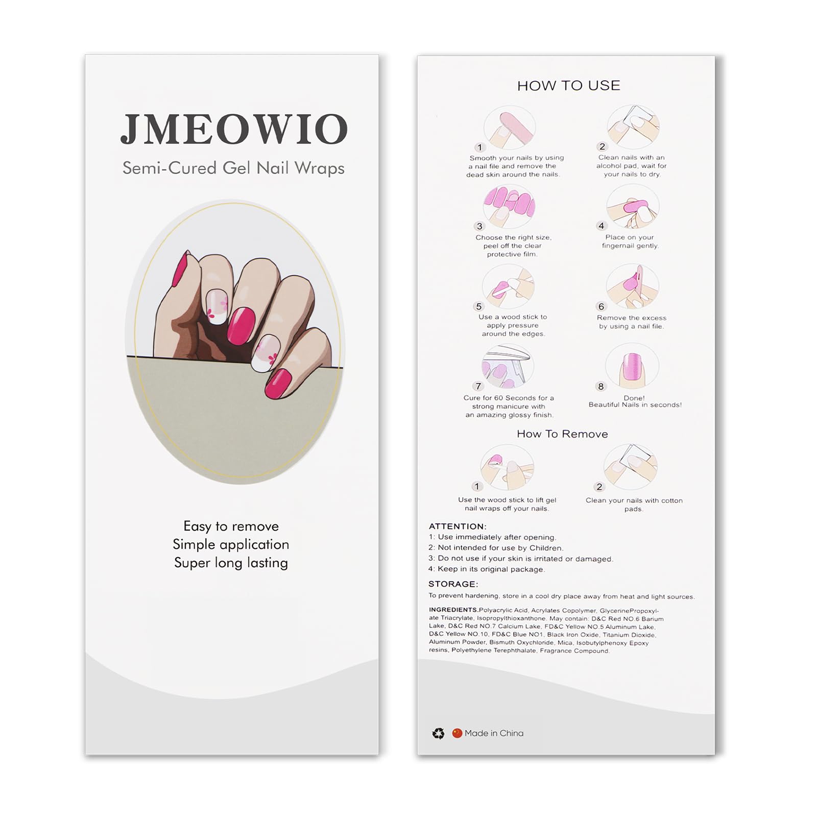 JMEOWIO French Manicure Gel Sticker UV Nail Wrap Nagelsticker