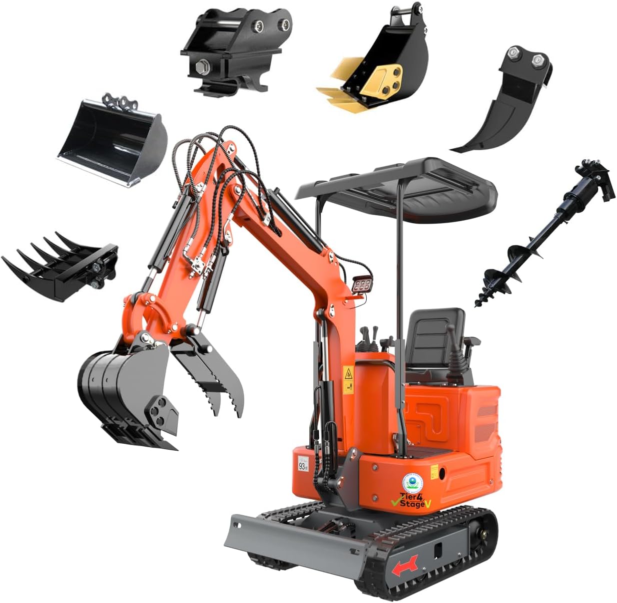 2650lb Mini Excavator with 13.5HP Gas Engine, Hydraulic Thumb, Quick Connect Attachments, Compact Design for Garden, Yard Landscaping, Farm, and Small Construction Projects
