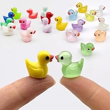 110PCS Mini Ducks, 55PCS Glow in The Dark Ducks Luminous Tiny Ducks, 55PCS Mini Resin Animals Little Ducks to Hide, Miniature Ducks for Fairy Garden Aquarium Micro Landscape Potted Decoration