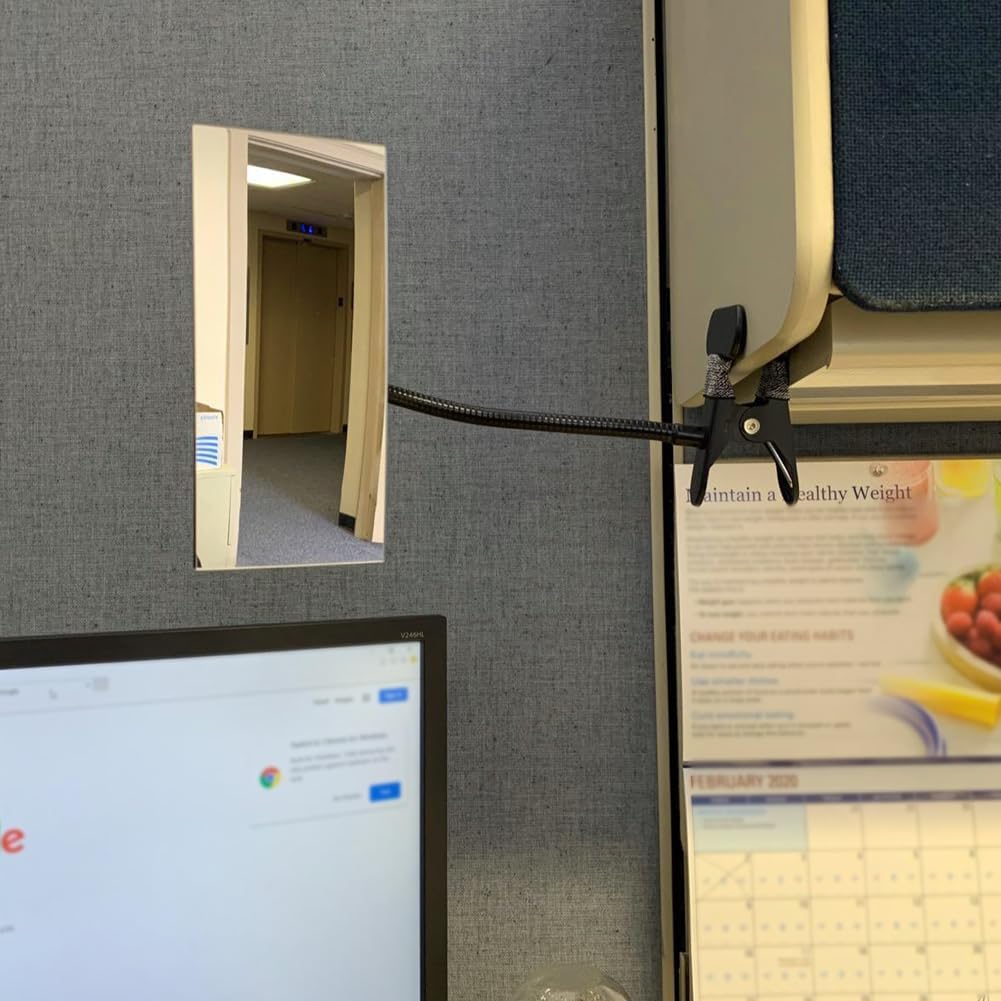 Ampper Clip On Security Mirror attached to a computer monitor.