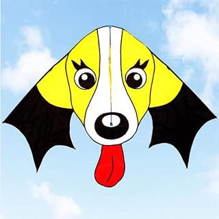 Kites kiteKites 160X85cm Yellow Animal Large Ears Dog Kite Ripstop Nylon Lovely Puppy Kite with Handle Line100m/300M 710 Kite Toy (Color : 300m, Size : 1.6 * 1.1M)