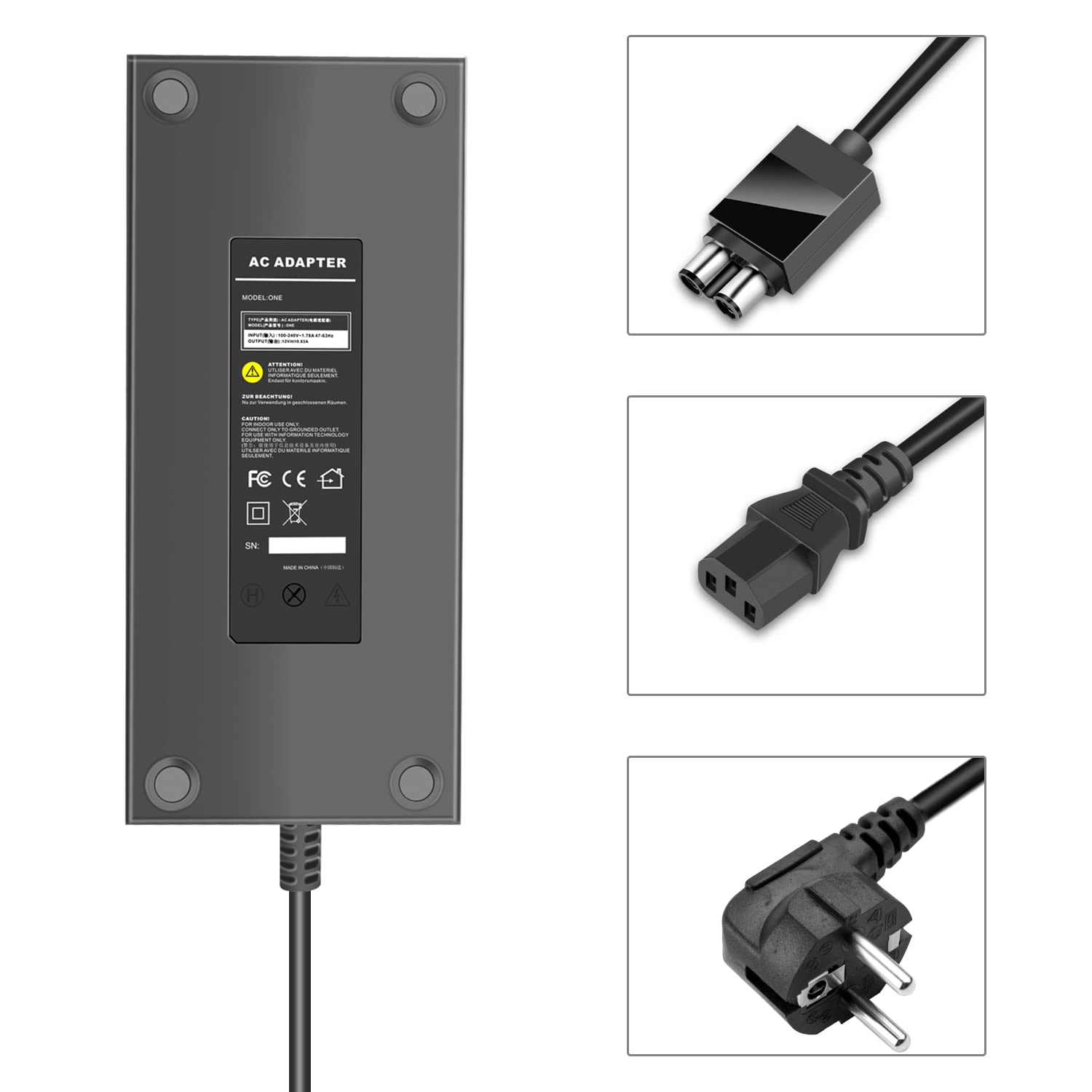 ARyee Alimentatore per Xbox One, adattatore di alimentazione AC cavo di ricambio per Xbox One, 100-240 V, per uso in tutto il mondo