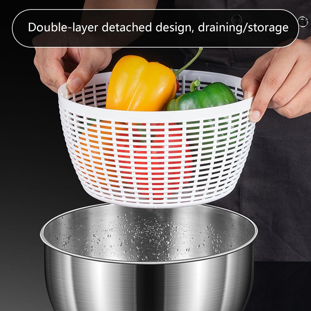 Rotatore elettrico per insalata, ricaricabile tramite USB, 4,8 l, in acciaio inox, per frutta e verdura, per verdure fresche
