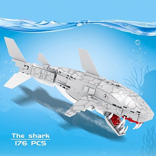 Miniatura 2 de EDGKODK Juego de construcción de tiburones de acuario marino para pecera, juguetes de construcción de peces oceánicos para niños de 8 años en