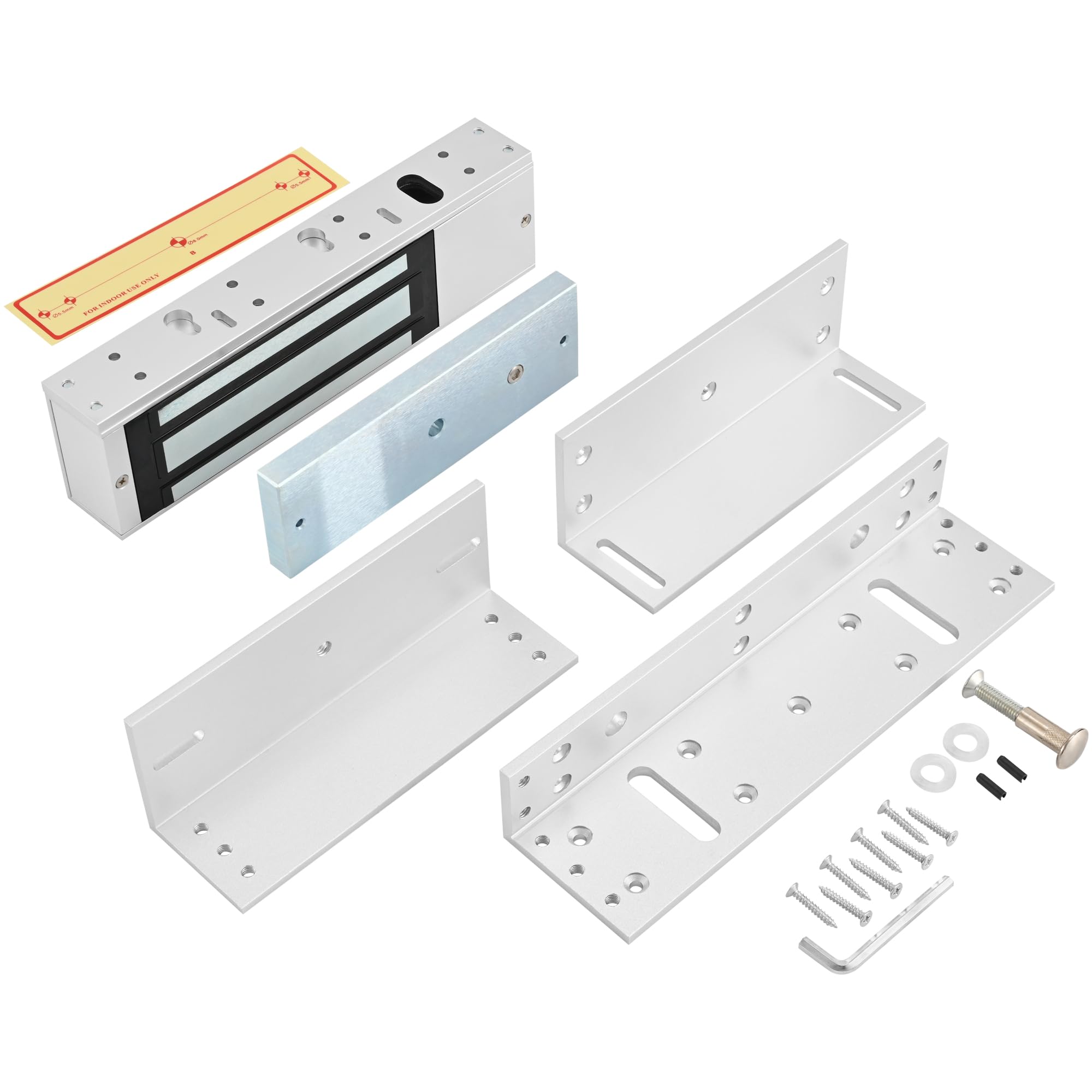 Mag Lock 1200LBS Holding Force Electromagnetic Commercial Lock 12V Fail Safe NC Mode for Access Control System with Aluminum L&Z Brackets (E-1200LBS Lock +Z L Bracket)