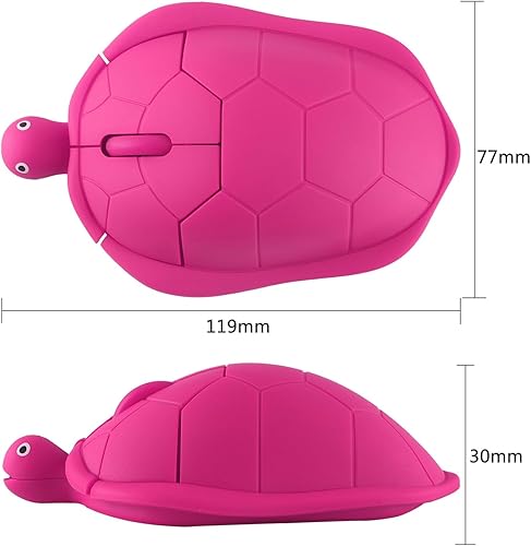 Miniatura 12 de elec Space Ratón inalámbrico en forma de tortuga, ratón óptico de computadora de 2.4G, 3 botones, 4.7 x 3.0 in (verde menta)