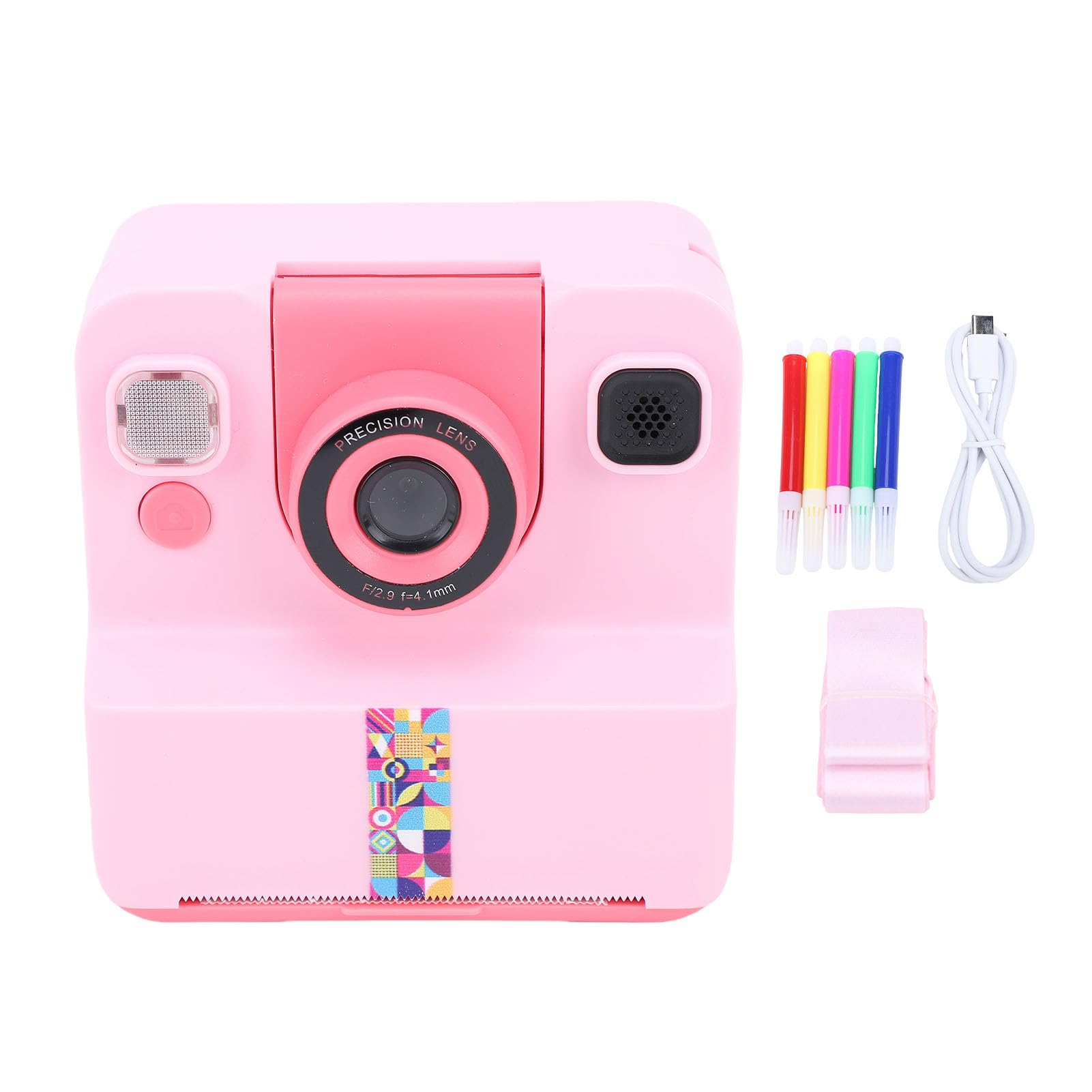 Fotocamera a Stampa Istantanea con Obiettivo Rotante a 180° (Rosa)