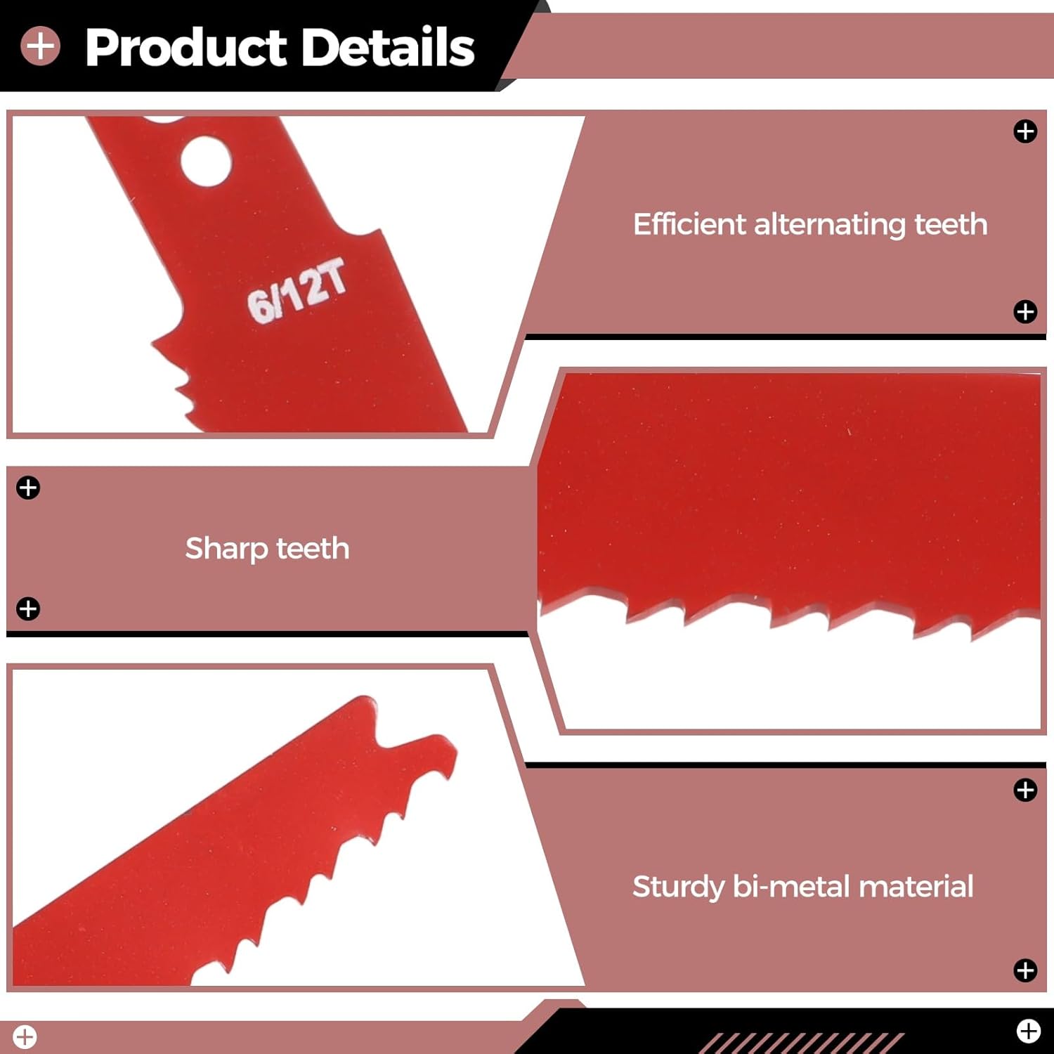 50 Pack 9 Inch 6/12 TPI Reciprocating Saw Blades, Bi-Metal Cutting Saw Blades, Metal Pruner Saws Blade for Cutting Nail-Embedded Wood, Metal, PVC Pallets