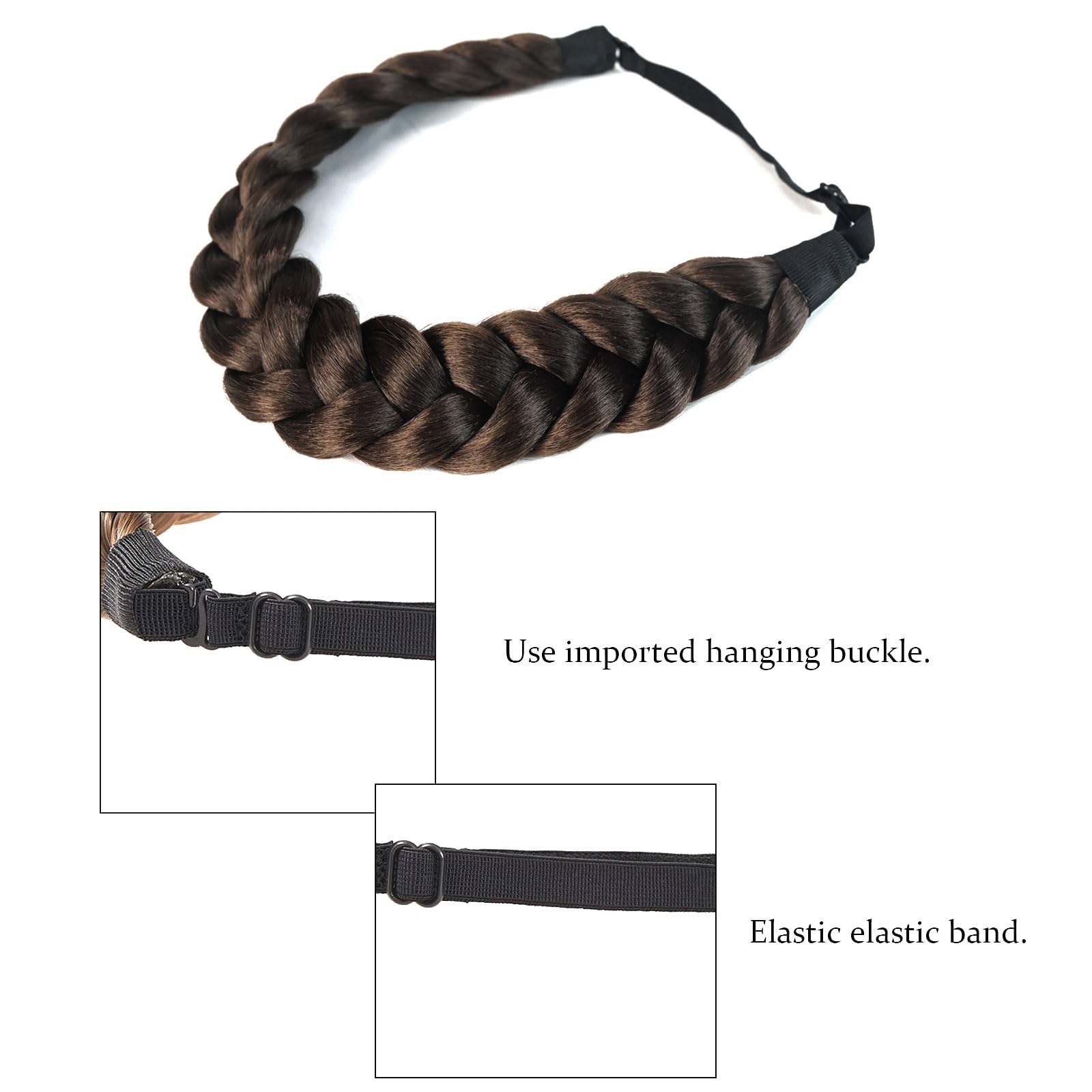 Thick Synthetic Hair Braided Headband Chunky Plaited Braids Elastic Stretch Amazon.com : Gledola Thick Shaggy fluffy Wide 2 Strands  main image 3
