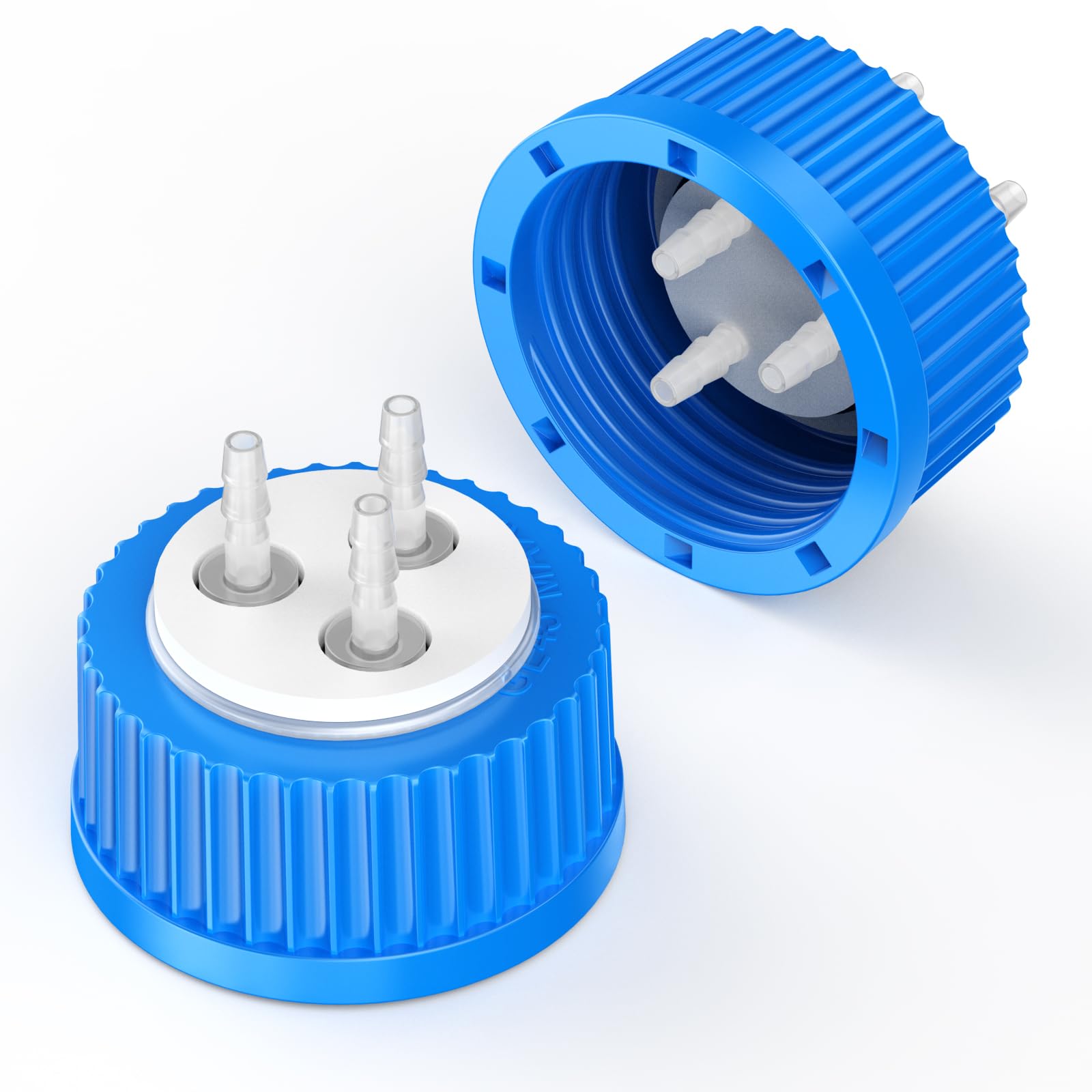 ZHANXUBIO GL45 Liquid Media Extractor Cap,GL45 Safety Cap with Holes, VapLock Solvent Delivery Cap (3-Port 1/6inch)