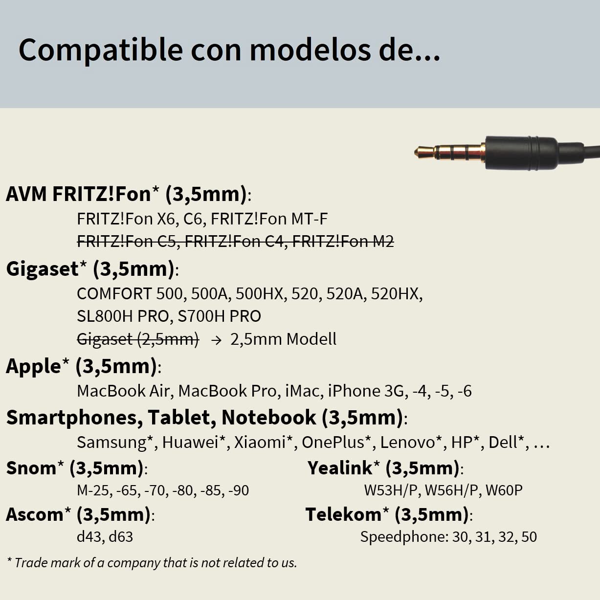 GEQUDIO Auriculares Jack de 3,5 mm adecuados para FritzFon C6, MacBook, Smartphone, Notebook, PC, Ordenador portátil - Almohadillas de Repuesto para Auriculares - luz 60g (1 Altavoz)