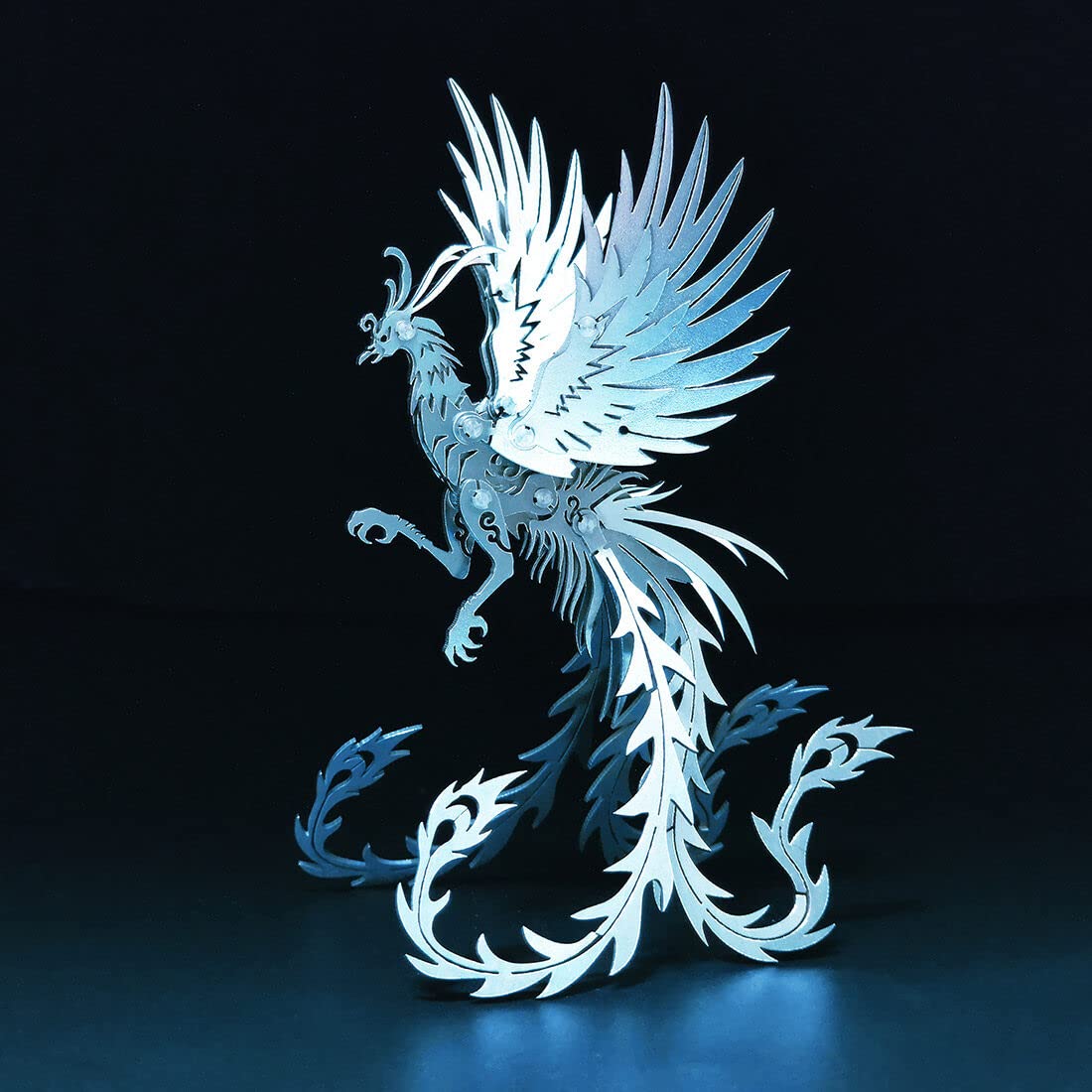 Puzzle 3D in metallo con animali, 100 pezzi fai da te in argento fenice 3D meccanico puzzle per adulti con attrezzi