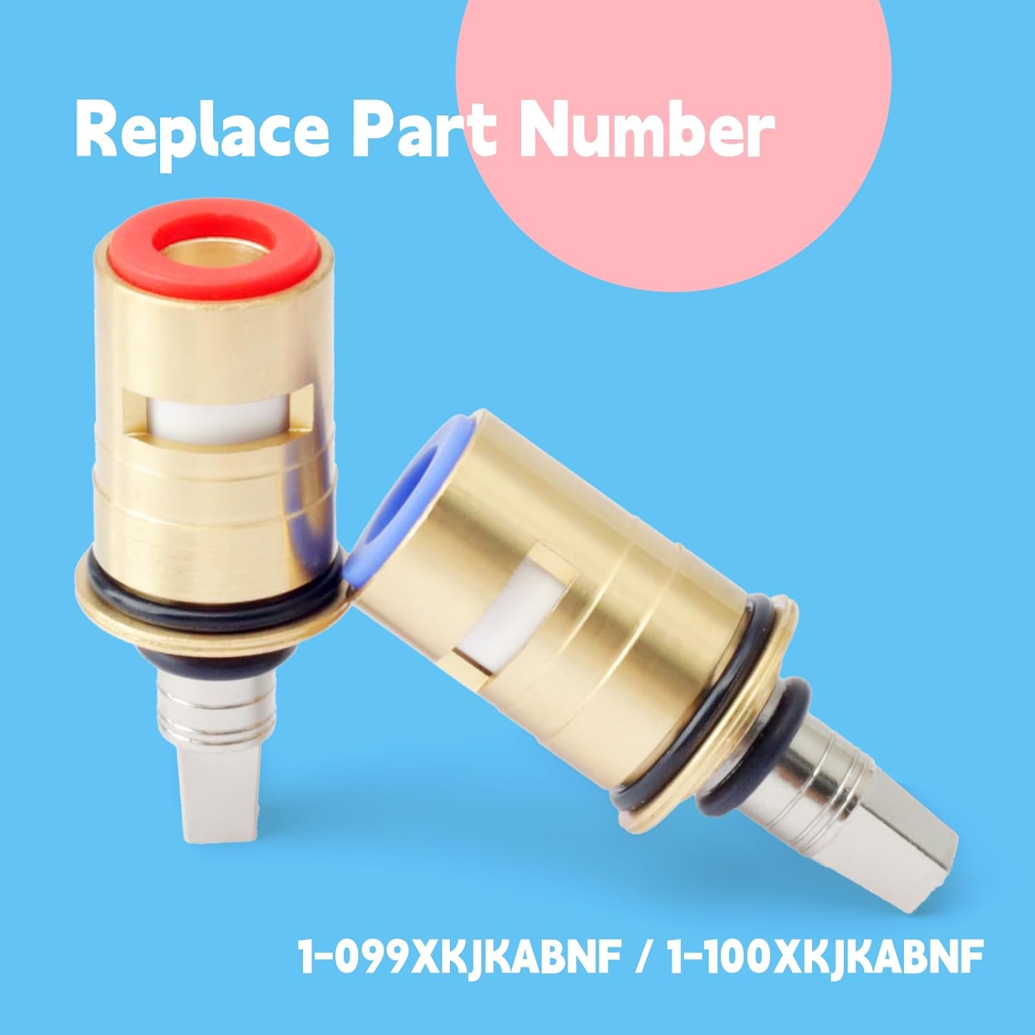 1-099XKJKABNF & 1-100XKJKABNF 1/4-Turn Cold & Hot Ceramic Faucet Cartridge Kit, Brass Construction Short Stem - Image 3