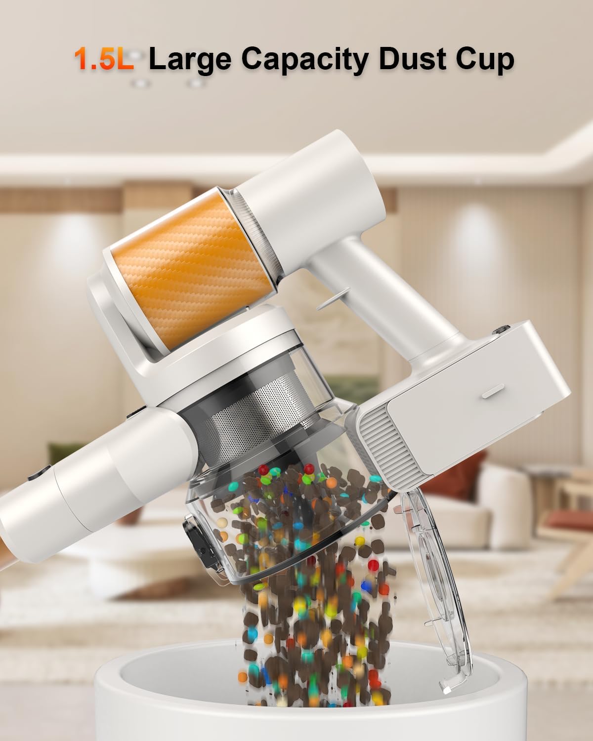 مكنسة كهربائية لاسلكية 2 بطارية ووقت تشغيل 110 دقيقة وقوة 600 واط وشفط 50 كيلو باسكال، تصميم وقوف ذاتي وفرشاة مقاومة للتتشابك وشاشة عرض LED للمنزل والأرضيات الخشبية والسجاد وشعر - الصورة 9