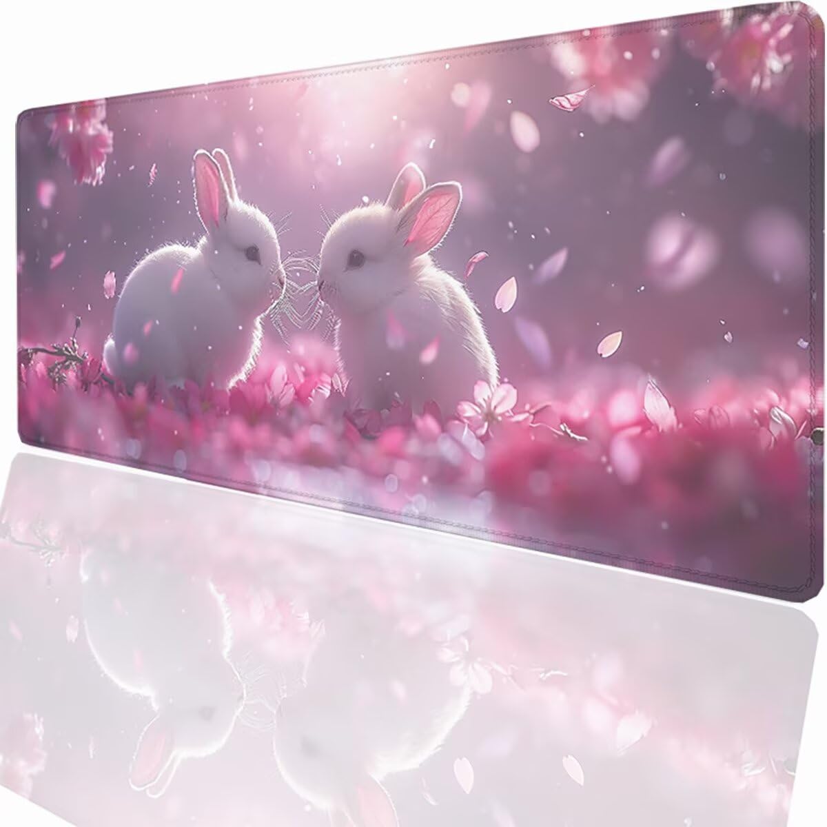 Podkładka pod mysz do gier XXL duża mysz 1200 x 600 x 3 mm, duża podkładka pod biurko z antypoślizgową gumową podstawą dla graczy PC, poprawia precyzję i szybkość kwiatu królika LMDT15291