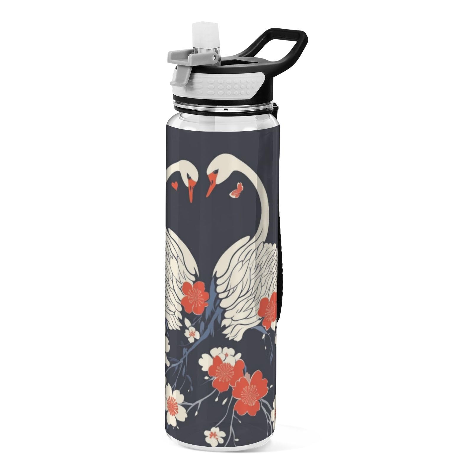 Gourde de vélo en Tritan anti-fuite 1L avec motif cygne sans BPA
