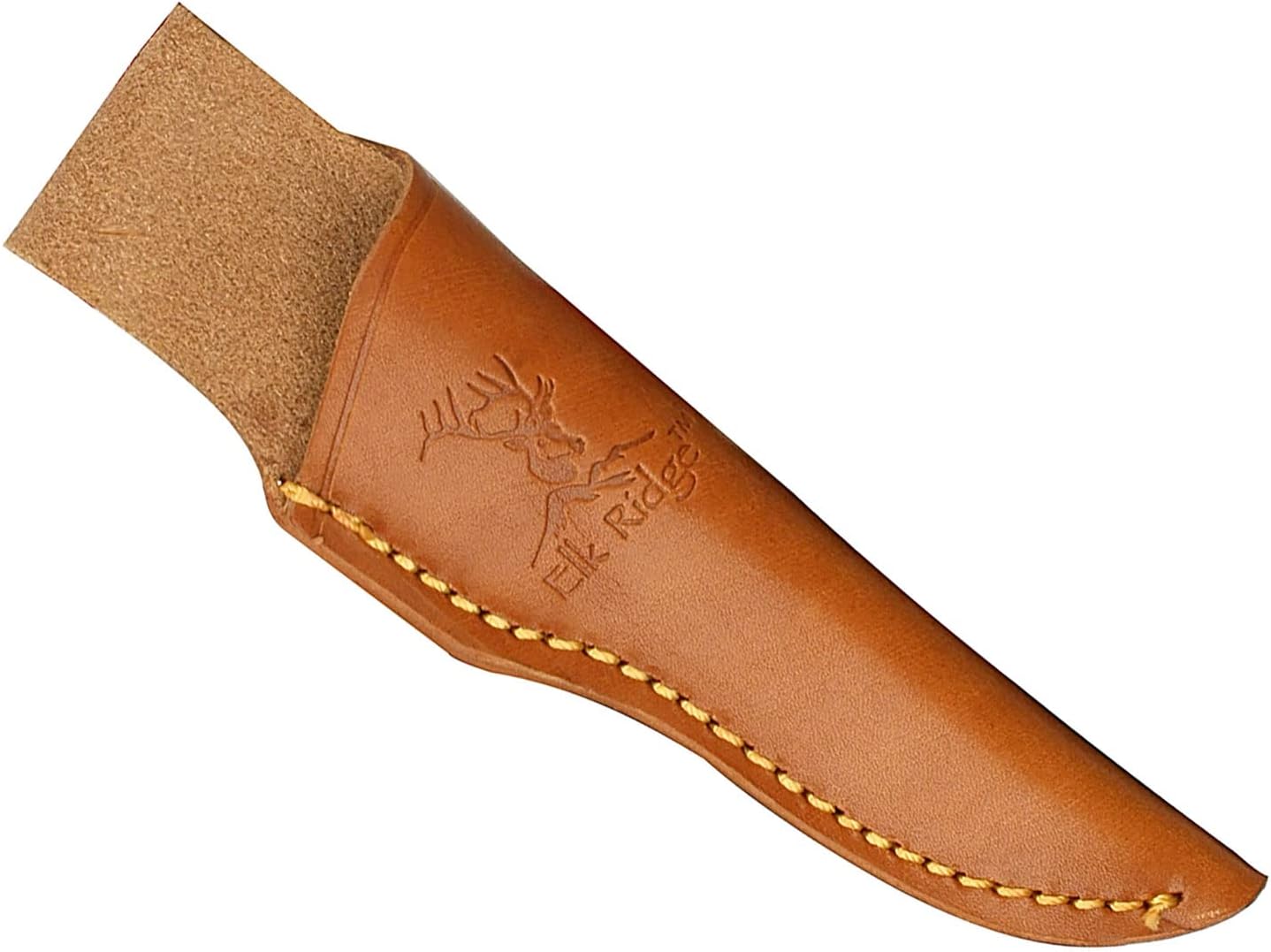 Elk Ridge - Outdoors Fixed Blade Knife - 7-in Overall, Mirror Polished Blade, Full Tang, Maple Burl Wood Handle, Leather Sheath - Hunting, Camping, Survival - ER-048