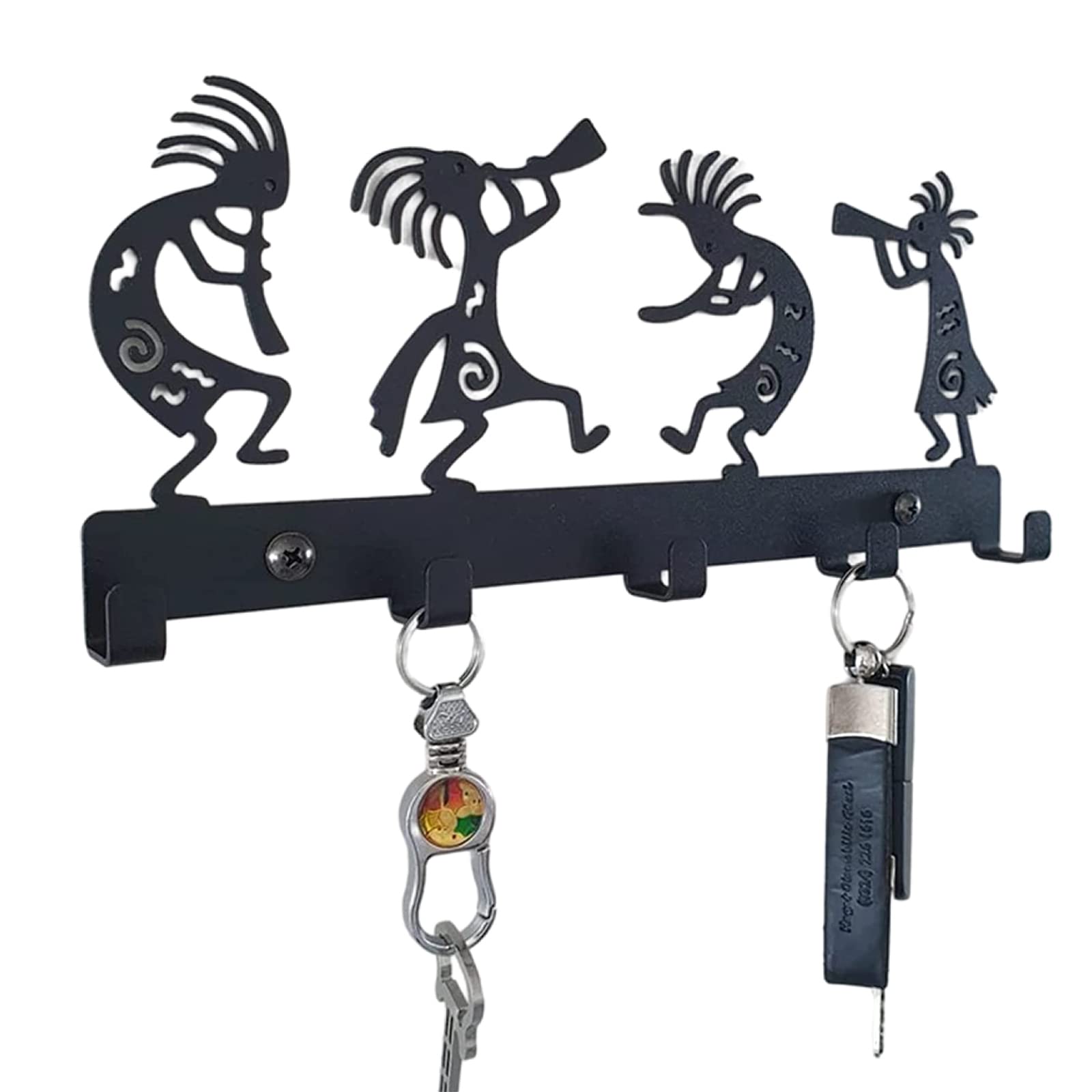 BestAlice Creative Black Key Holder with 5 Hooks, Mail Organizer and Key Rack, Decorative Metal Key Hook Wall Mounted Coat Rack Hooks for Hallway, B