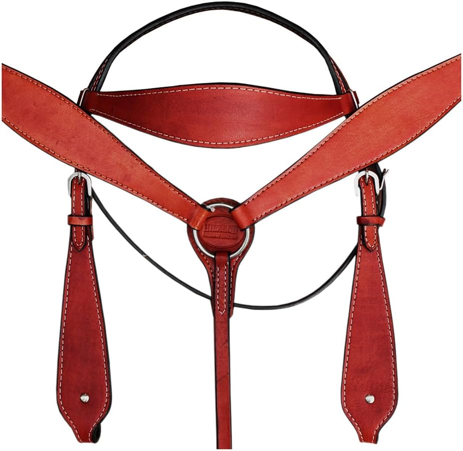 HILASON Western Horse Headstall Breast Collar Set Tack Genuine American Leather | Bridle for Horses Headstalls