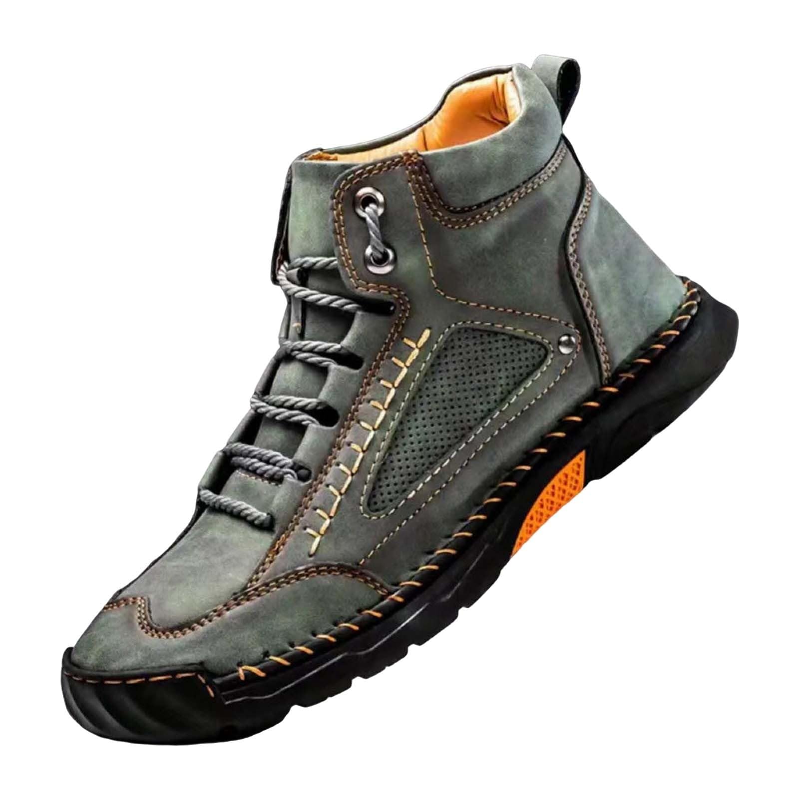 Generisch Winter Boots Men's Lined Leather with Lacing - Outdoor Shoes Women Waterproof Lightweight Non-Slip Hiking Shoes Flat Snow Boots Trekking Shoes Fashionable Ankle Boots Combat Boots, Green, 10