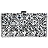  Santimon Handtasche Damen Abendtasche Clutch Abend Handtaschen Unterarmtasche Hochzeit Party Tasche Luxus Schwarz