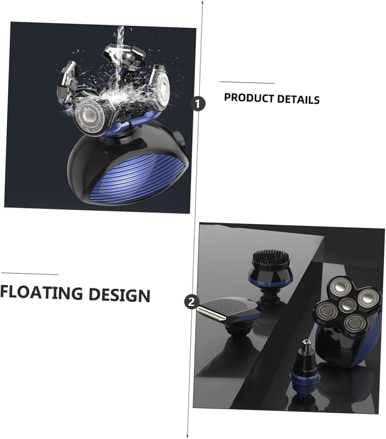 OUNONA 5-in-1 Electric Razor for Men Waterproof Beard Clippers USB Rechargeable Feature Mini Hair Trimmer for Household and Head Shaving Portable Grooming Machine